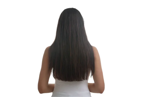 Beyaz Arka Planda Saçları Zarar Görmüş Bir Kadın — Stok fotoğraf