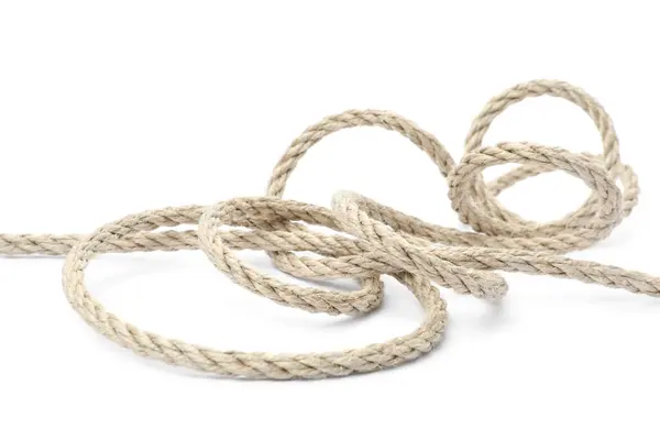 Конопляна Мотузка Ізольована Білому Органічний Матеріал — стокове фото