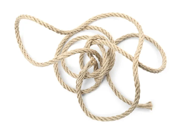 Конопляна Мотузка Ізольована Білому Вид Зверху — стокове фото