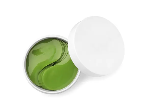 Jar Eye Patches Isolated White Top View Cosmetic Product — Stock Photo, Image