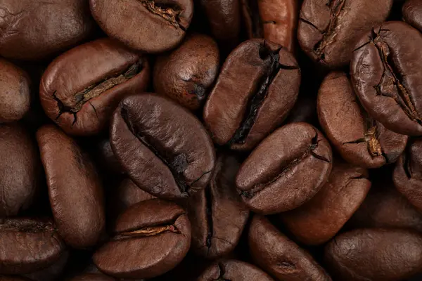 Aromatische Gebrande Koffiebonen Als Achtergrond Bovenaanzicht — Stockfoto