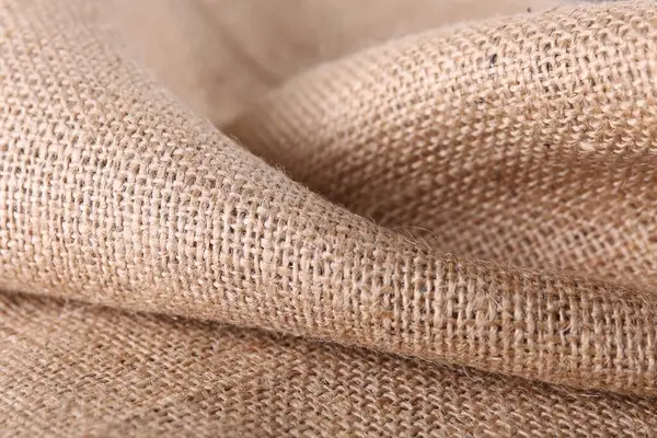 Texture Beige Burlap Fabric Closeup View — Stock Photo, Image