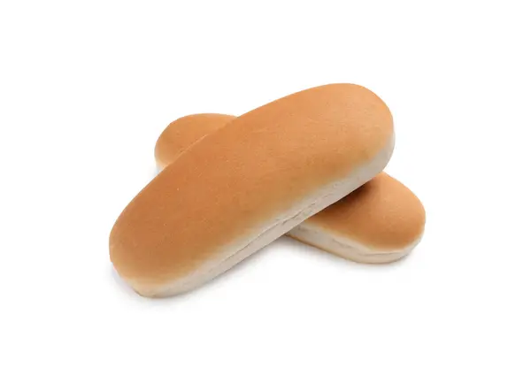 Lekkere Verse Broodjes Voor Hotdogs Witte Achtergrond — Stockfoto