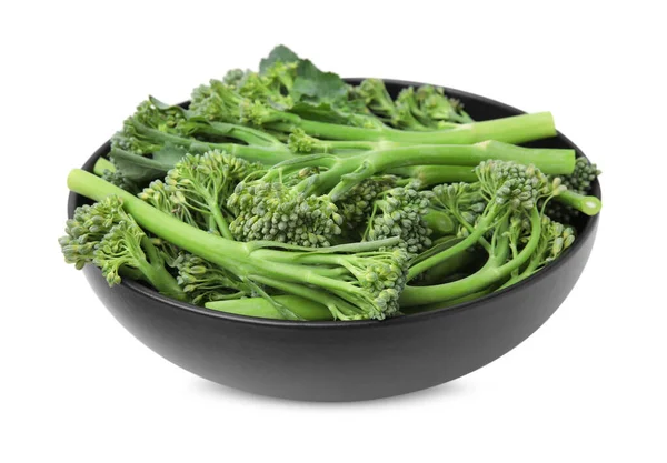 Bowl Fresh Raw Broccolini Isolated White Healthy Food — Stock Photo, Image