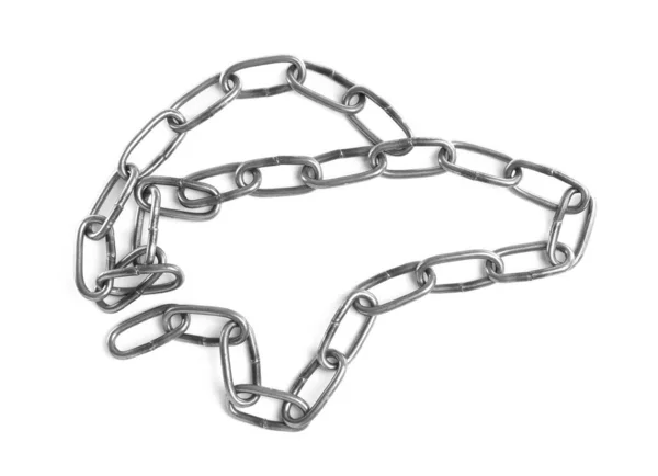 One Metal Chain Isolated White Top View — Stock Photo, Image
