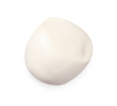 Lezzetli mozzarella peynir topu beyaza izole edilmiş, üst manzara