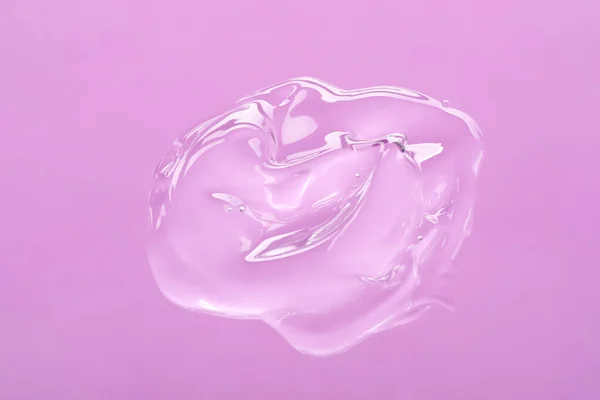 Образец Очищающего Геля Фиолетовом Фоне Вид Сверху Косметический Продукт — стоковое фото