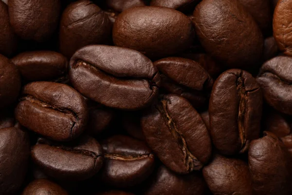 Aromatische Gebrande Koffiebonen Als Achtergrond Close — Stockfoto