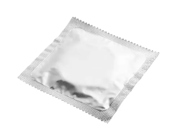 Paquete Preservativo Aislado Blanco Sexo Seguro —  Fotos de Stock