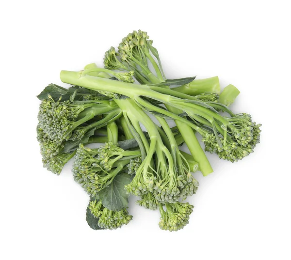 Świeże Brokuły Surowe Izolowane Białym Górnym Widoku Zdrowa Żywność — Zdjęcie stockowe