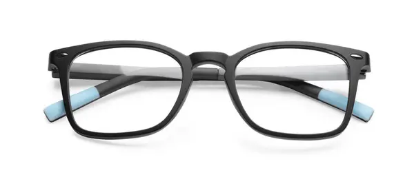 Stylish Pair Glasses Black Frame Isolated White — Stock Photo, Image