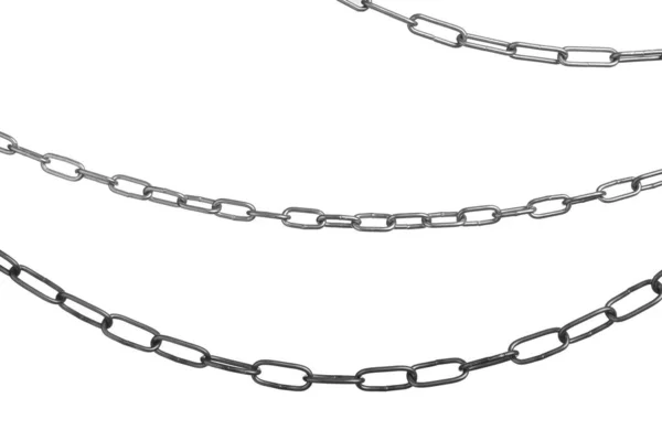 三个常见的金属链在白色上隔离 — 图库照片