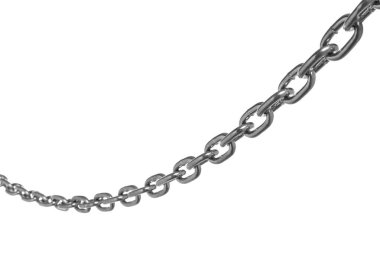 Beyaza izole edilmiş ortak bir metal zincir.