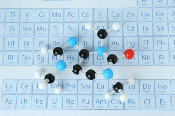 Molekulární Model Periodické Tabulce Horní Pohled — Stock fotografie