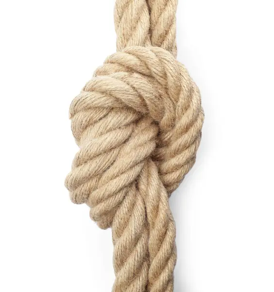 Hemp Rope Knot Isolated White Top View — Stock Photo, Image