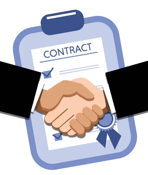 Government Contract Businesspeople Shaking Hands Signed Document White Background Illustration — Stock Photo, Image