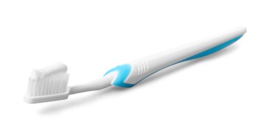Gri arkaplanlı plastik diş fırçası