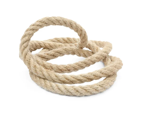 Bundle Hemp Rope Isolated White — Stock Photo, Image
