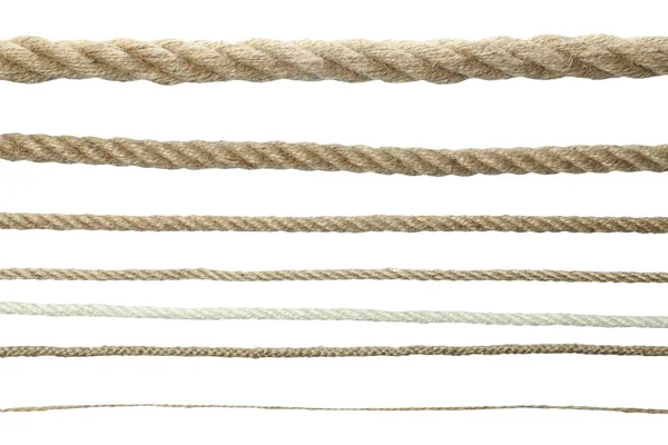 Набір Конопляних Мотузок Ізольовано Білому — стокове фото