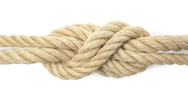 Hemp Rope Knot Isolated White Top View Royalty Free Stock Images