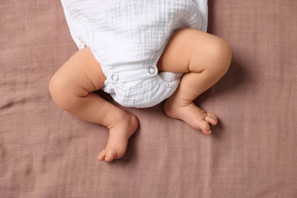 Newborn Baby Lying Blanket Top View — Stock Photo, Image