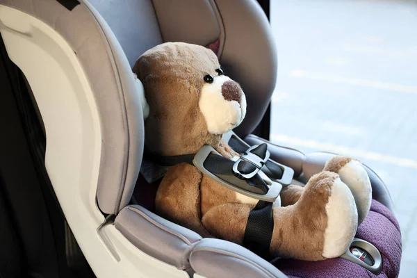 Teddybär Kindersitz Auto — Stockfoto