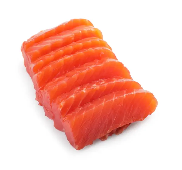 Smaczne Sashimi Plastry Surowego Łososia Izolowane Białym — Zdjęcie stockowe