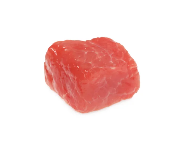 Een Stuk Rauw Rundvlees Geïsoleerd Wit — Stockfoto