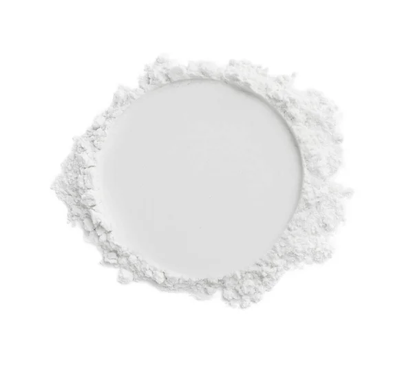 Polvo Facial Suelto Arroz Aislado Blanco Vista Superior Producto Maquillaje —  Fotos de Stock