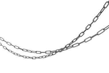 Beyaza izole edilmiş iki metal zincir.