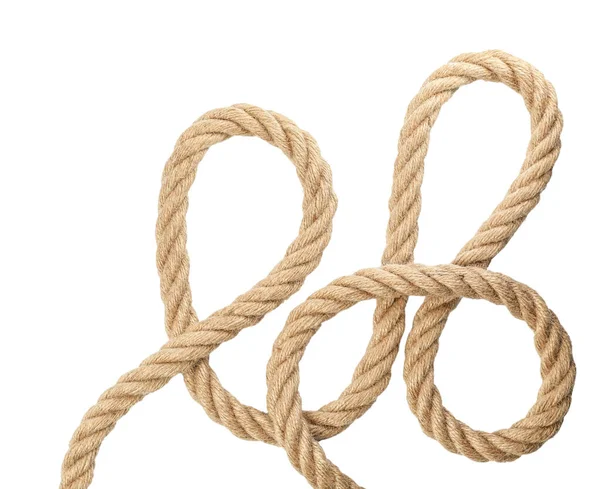 Stock image Hemp rope isolated on white, top view