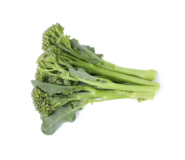 Świeże Brokuły Surowe Izolowane Białym Górnym Widoku Zdrowa Żywność — Zdjęcie stockowe
