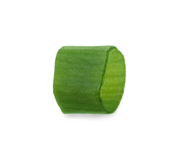 Stück Frische Grüne Zwiebel Isoliert Auf Weiß — Stockfoto