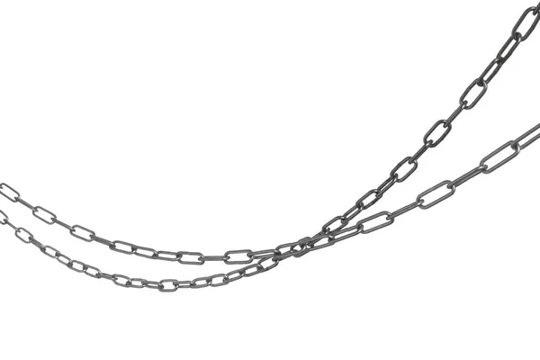 两条常见的金属链在白色上隔离 — 图库照片