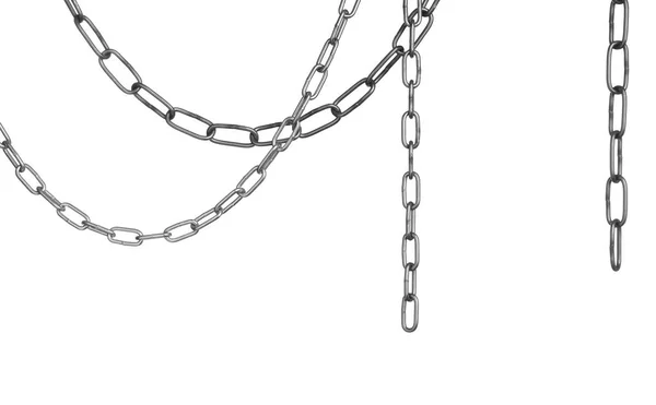Dwa Wspólne Metalowe Łańcuchy Odizolowane Biało — Zdjęcie stockowe
