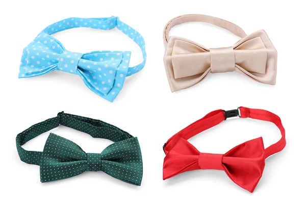 stock image Set with bow ties of different colors isolated on white