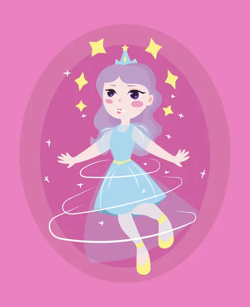 Prinzessin Oder Fee Auf Rosa Hintergrund Illustration — Stockfoto