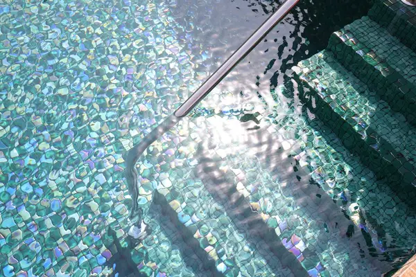 Outdoor Swimming Pool Steps Rail Resort — Stock Photo, Image