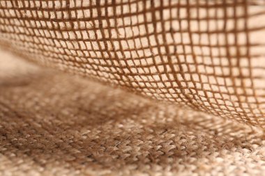 Bej çuval bezi kumaş dokusu, yakın çekim görünümü
