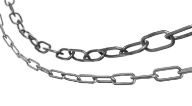 Beyaza izole edilmiş iki farklı metal zincir.