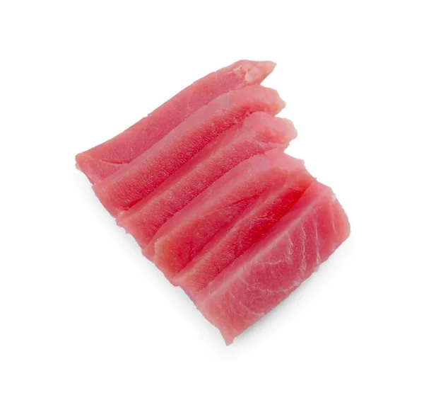 Savoureux Sashimi Tranches Thon Cru Frais Isolé Sur Blanc Vue — Photo