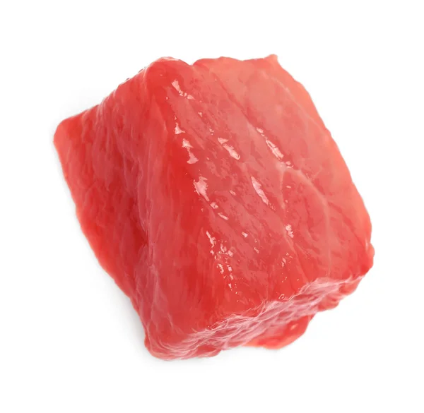 Ein Stück Rohes Rindfleisch Isoliert Auf Weiß — Stockfoto