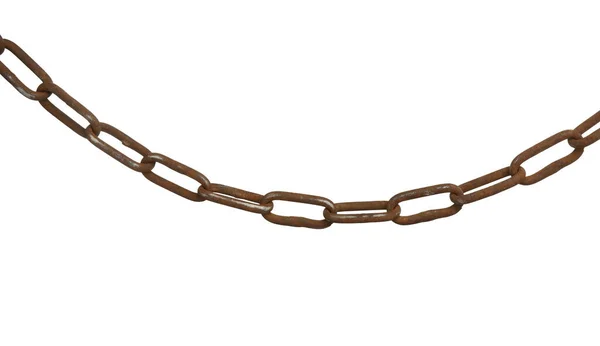 One Rusty Metal Chain Isolated White — Stock Photo, Image