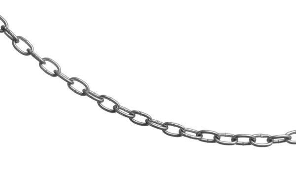 One Common Metal Chain Isolated White — Stock Photo, Image
