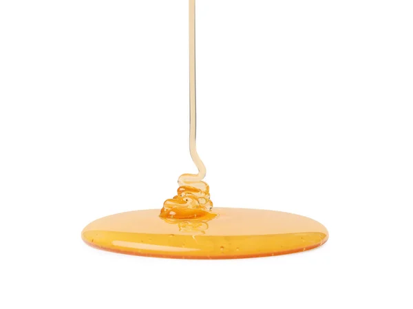 Häll Välsmakande Naturlig Honung Isolerad Vitt — Stockfoto