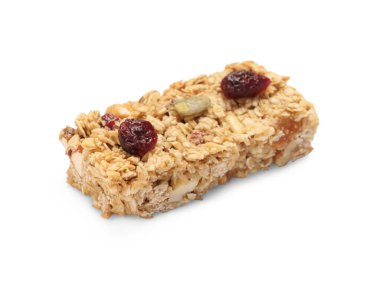 Lezzetli granola bar, beyaz böğürtlenli