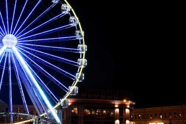 Wunderschön Leuchtendes Riesenrad Der Stadt Bei Nacht Raum Für Text — Stockfoto