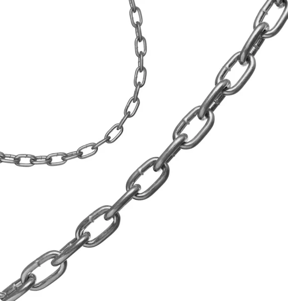 Two Different Metal Chains Isolated White — Stock Photo, Image