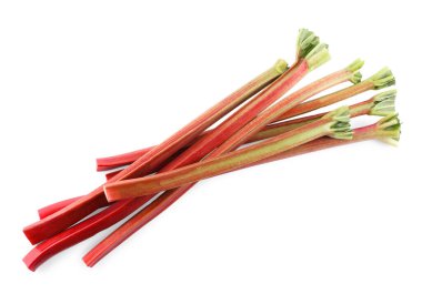 Taze ravent sapları beyaz, üst manzara izole