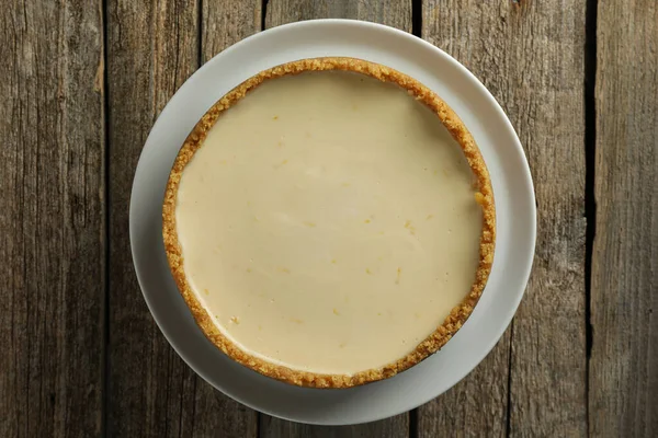 Cheesecake Vegan Gustos Tofu Masă Lemn Vedere Superioară — Fotografie, imagine de stoc